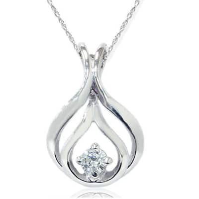 1/10ct Solitaire Diamond Pendant White Gold
