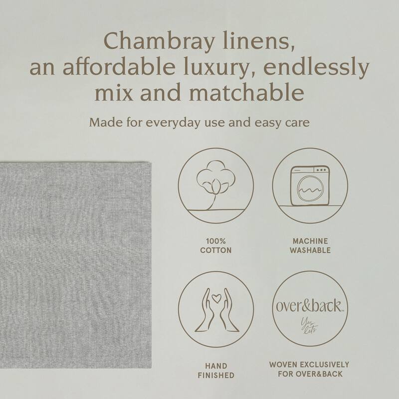 over&back Woven Chambray Cotton Cloth Napkins - Machine Washable (Set of 4)