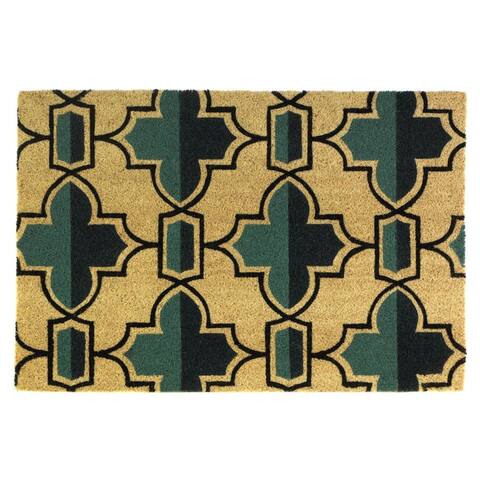 Viola Geometric Flower Coir Doormat - 36.00" x 24.00" x 0.50".