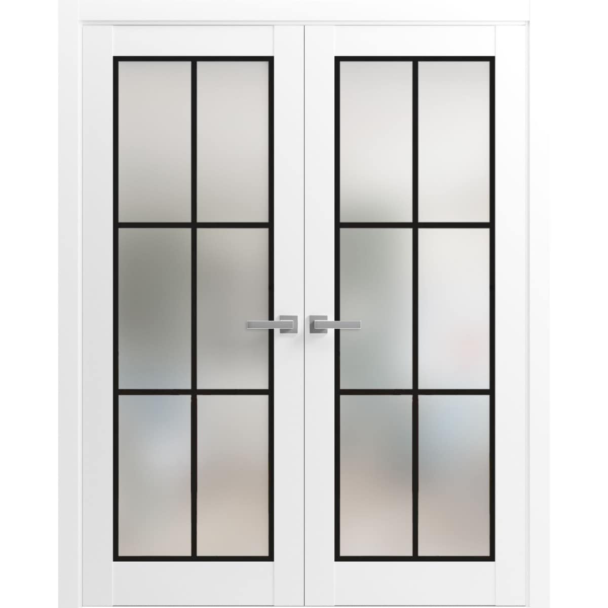 SartoDoors Planum 2122 | Interior French Doors Double French Door | Solid Wood | Hardware Set | 36x80, White Silk Bedroom Door