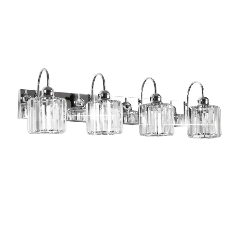 ExBrite Modern Silver Dimmable Bathroom Vanity Light - 4-Lights