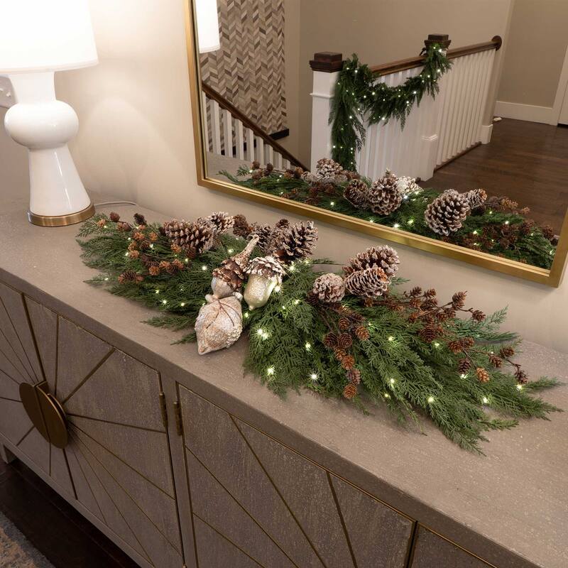 Pre-Lit LED Table Top Swag - Cypress - 48