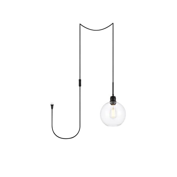 Enzo 1-Light Plug in Pendant with Clear Shade - Black - 8