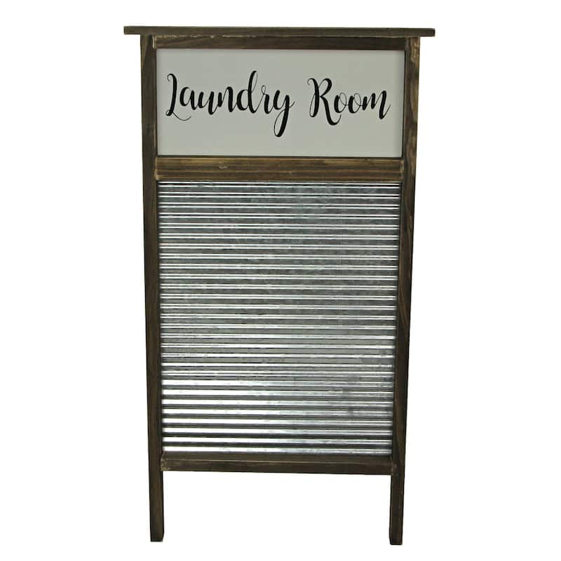 Zeckos Wood And Metal Washboard Laundry Room Wall Decor Hanging