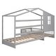 preview thumbnail 16 of 14, Wood House Bed Twin Size, 2 Twin Solid Bed L structure with Fence and Slatted Frame