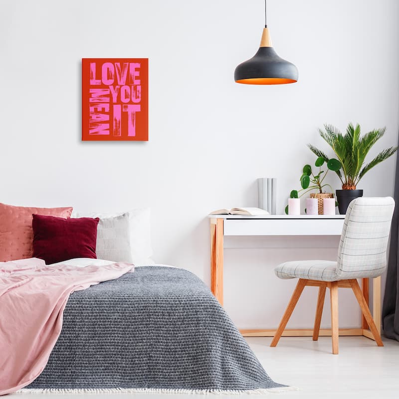 Stupell Love You Mean It on Red Canvas Wall Art Design By House of Lulu