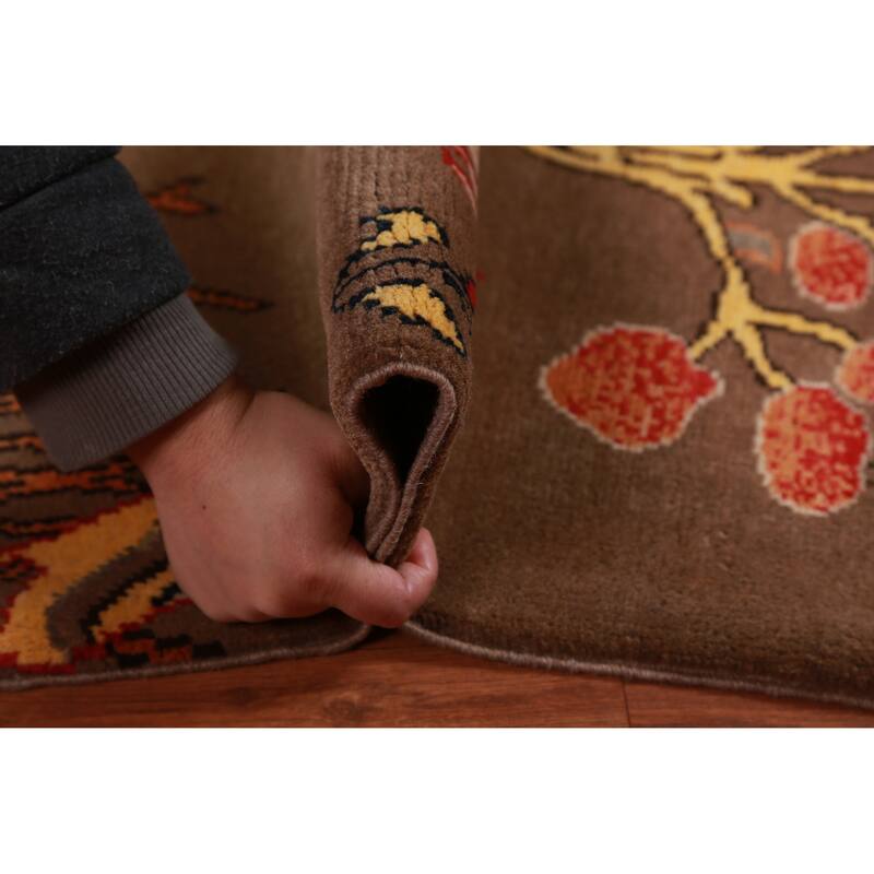 Brown Pictorial Kazak Oriental Foyer Rug Hand-Knotted Wool Carpet - 2'0"x 3'0"