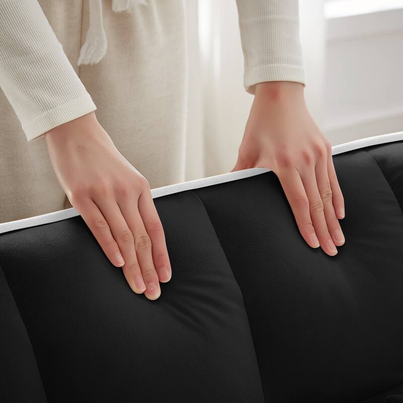 Convertible Sofa Bed with Adjustable Back, USB Charger, and Pillows for Living Room or Office