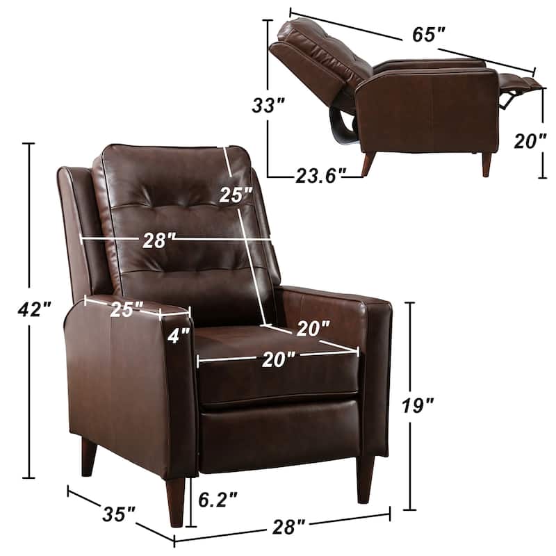 Genuine Leather Pushback Recliner Single Sofa