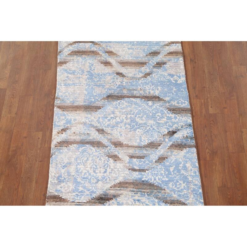 All-Over Striped Abstract Modern Accent Rug Handmade Wool Carpet - 2'8"x 4'8"