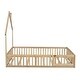 preview thumbnail 11 of 13, Natural Full Size Solid Wood House Platform Bed with Guardrail for Kids, Boys and Girls