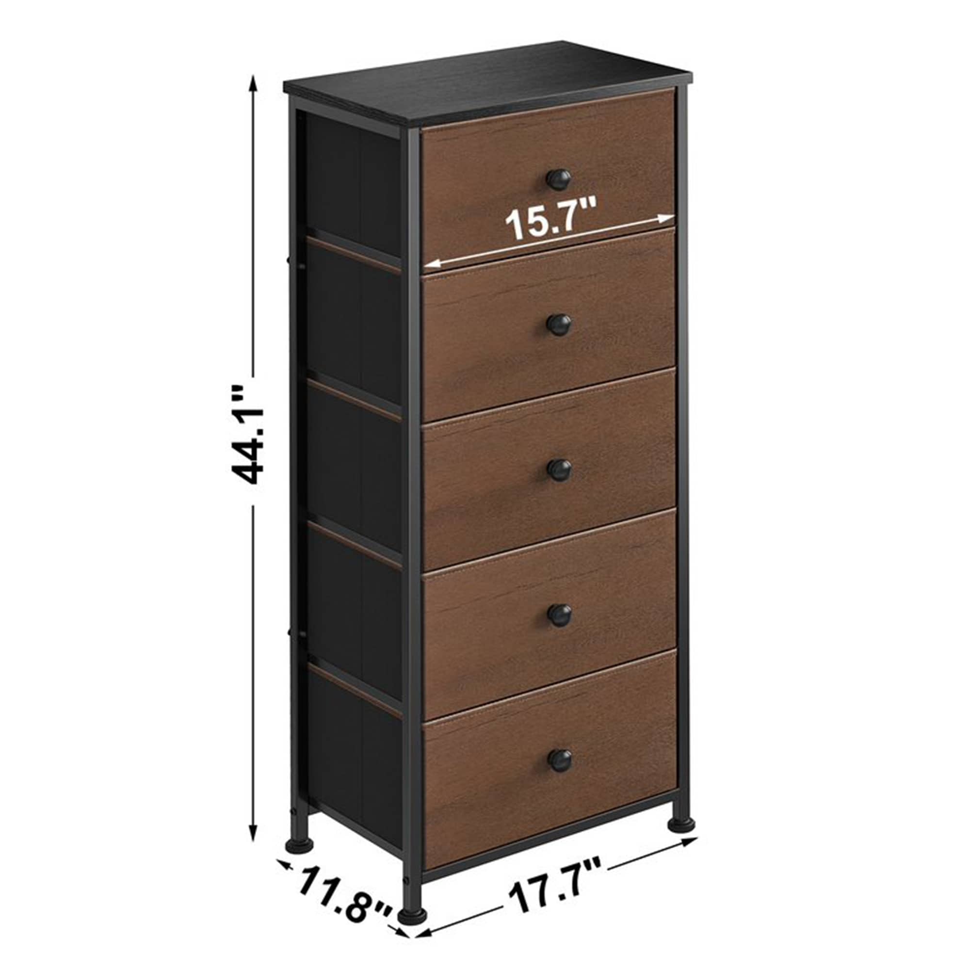 Espresso narrow outlet chest of drawers