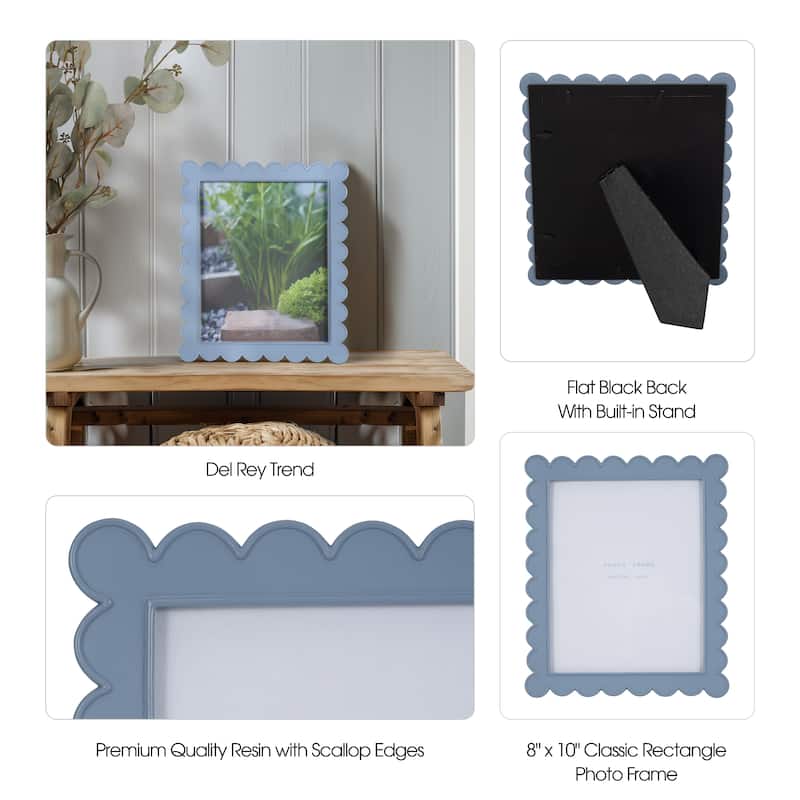 Sagebrook Home Resin Picture Frame with Scalloped Edges and Built-In Stand