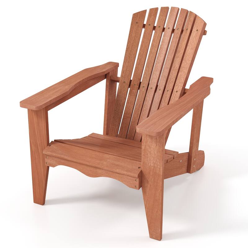Natural Solid Wood Adirondack Chair with Ergonomic Backrest and DIY Option - 34" L × 28" W × 35" H - Natural