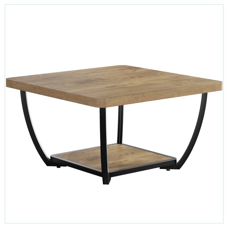 31.5" Square Coffee Table, 2-Tier Accent Center Cocktail Table