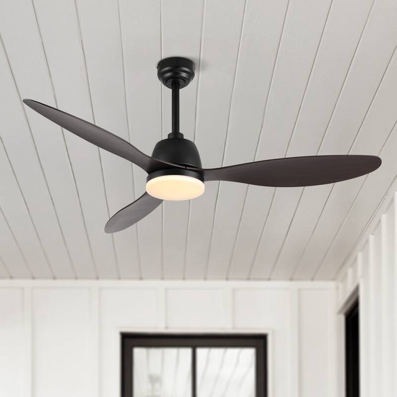Aldrin 52" 1-Light Industrial Iron/Plastic Mobile-App/Remote-Controlled 6-Speed Propeller LED Ceiling Fan, by JONATHAN Y
