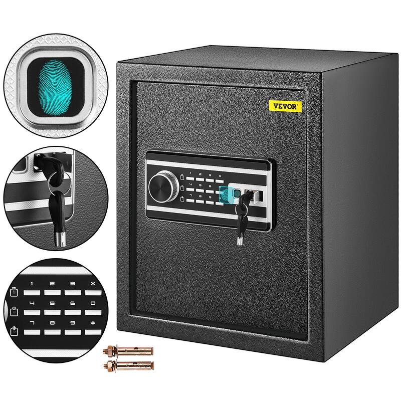 VEVOR Biometric Safe Box 1.7 Cu.Ft. Fingerprint Keyboard Security Home Office Hotel - Black