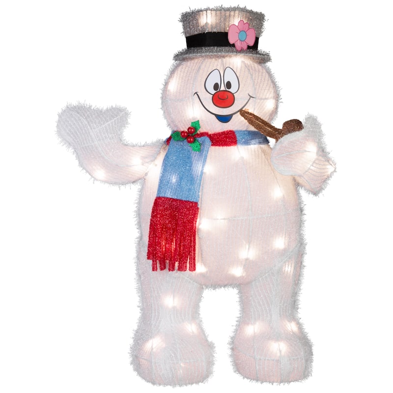Holiday Tinsel Yard Sculpture-Frosty w/Pipe-28"-WB