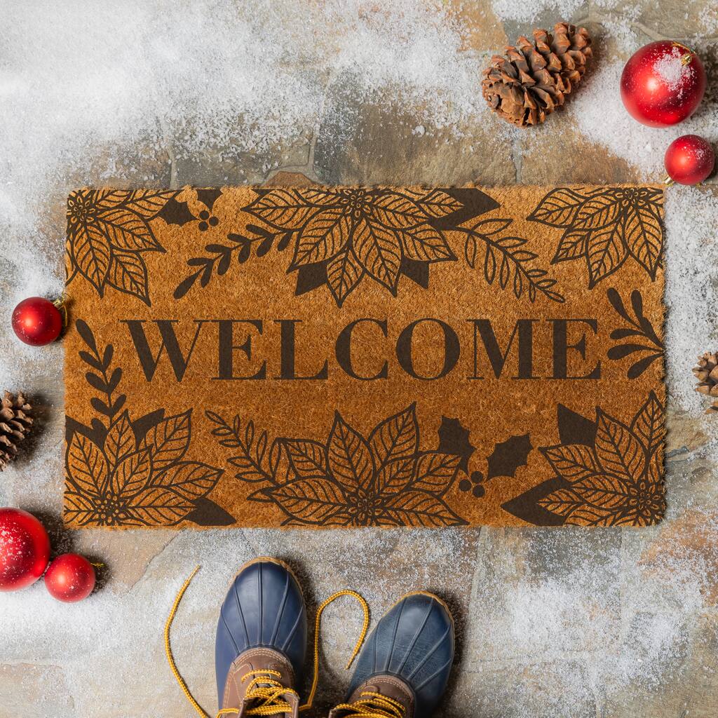Holiday Coir Door Mat - "Welcome" - 28" x 16"