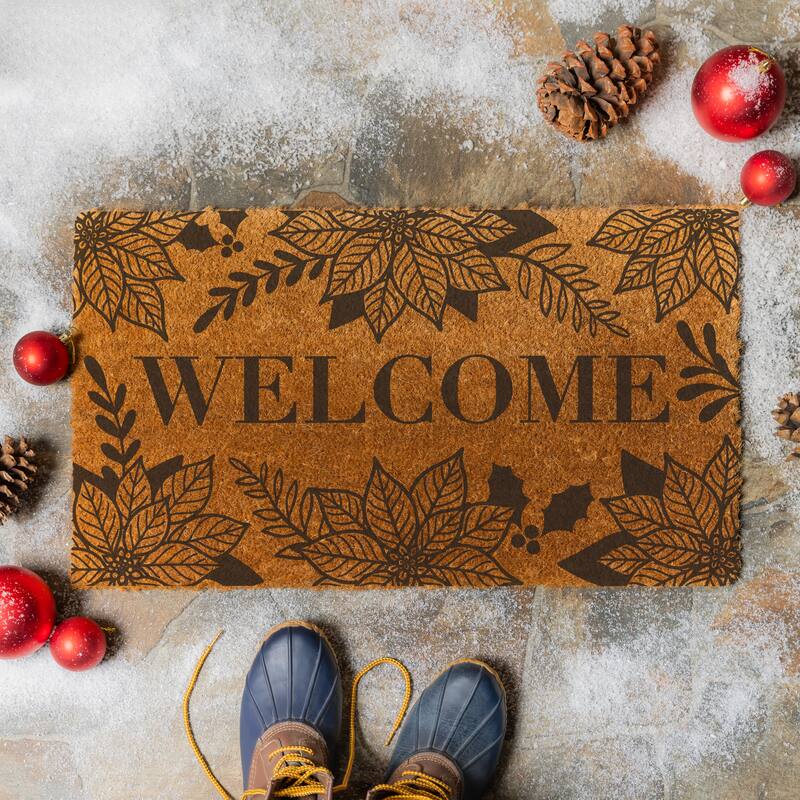Holiday Coir Door Mat - "Welcome" - 28" x 16"