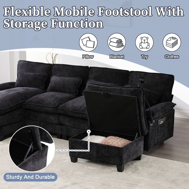 GDFStudio - Lara 106" U Shape Sectional Sofa Cloud Couch for Living Room