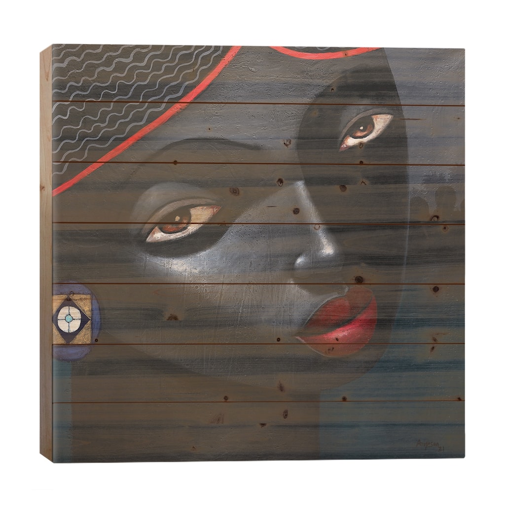 Black Goddess Print On Wood by Segun Aiyesan - Multi-Color