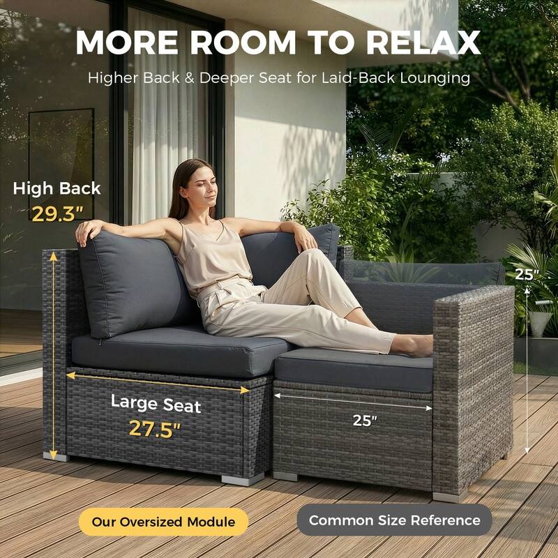 FINCATI 11 Pieces Patio Furniture Set Outdoor Sectional Sofa with Firepit Table