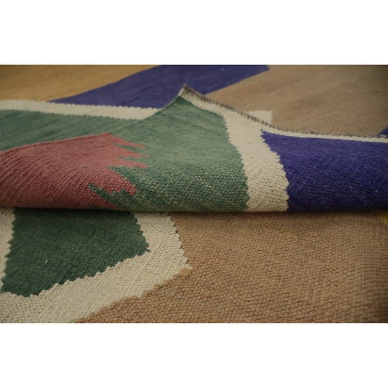 Hand Woven Oriental 100% Wool Carpet Southwestern Modern Multi-Colored Kilim Area Rug - 9' 8'' X 8' 6''