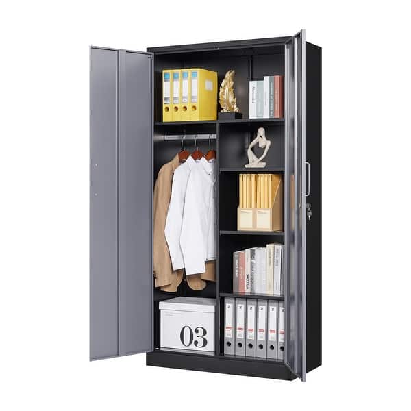 46"H Black Metal Locker Set Of 2,Small Locking Cabinet With 1 Door