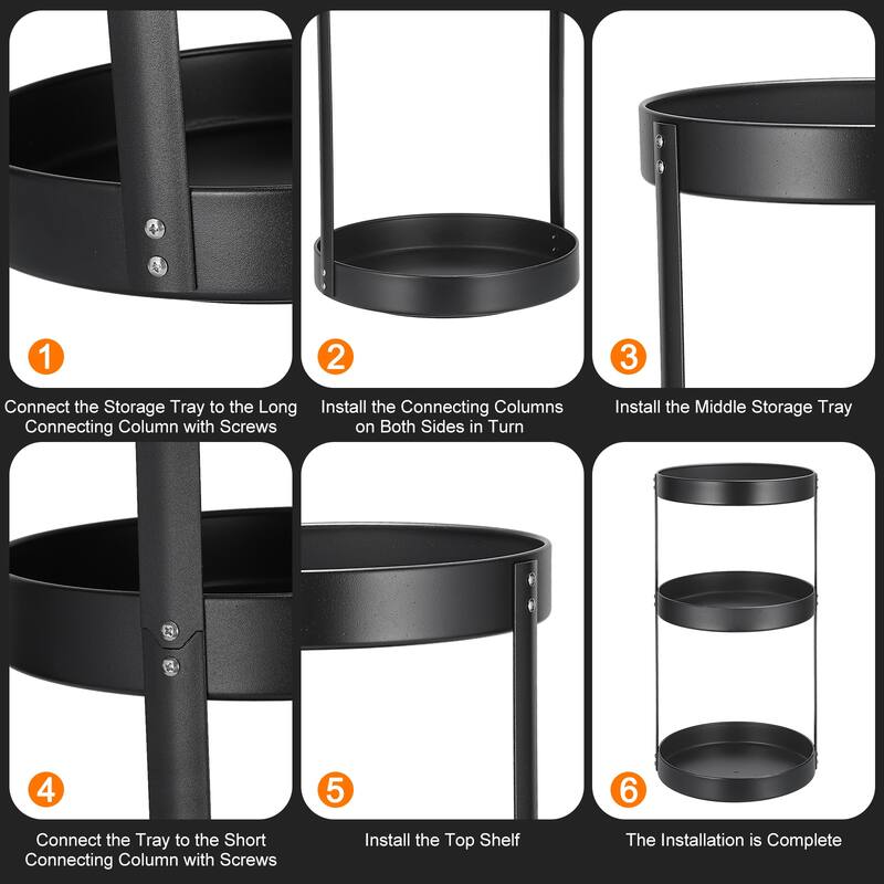 3 Tier Lazy Susan Turntable, 12inch Metal Spice Rack Organizer for Countertop - Black