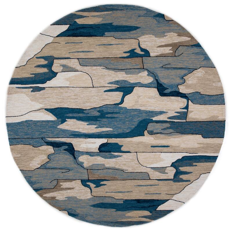 Domani Trails Hand-Made Indoor / Outdoor Abstract Peaks Area Rug - 7'6" Round