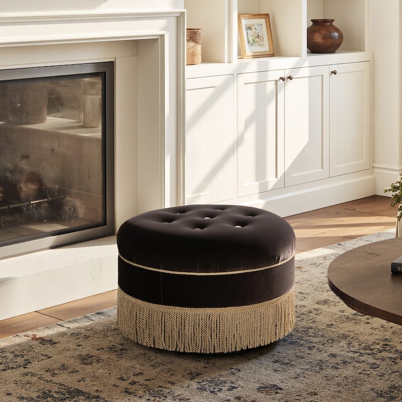 Yolanda 24" Upholstered Round Accent Ottoman