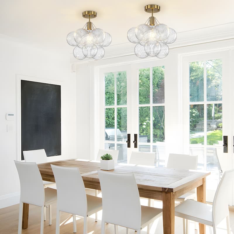Starsky 1-Light 14in. Contemporary Glass Bubble Semi Flush Mount