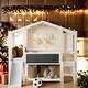preview thumbnail 2 of 23, Eye-Catching Design Twin Size Wood Loft Bed, Wood House Shape Bunk