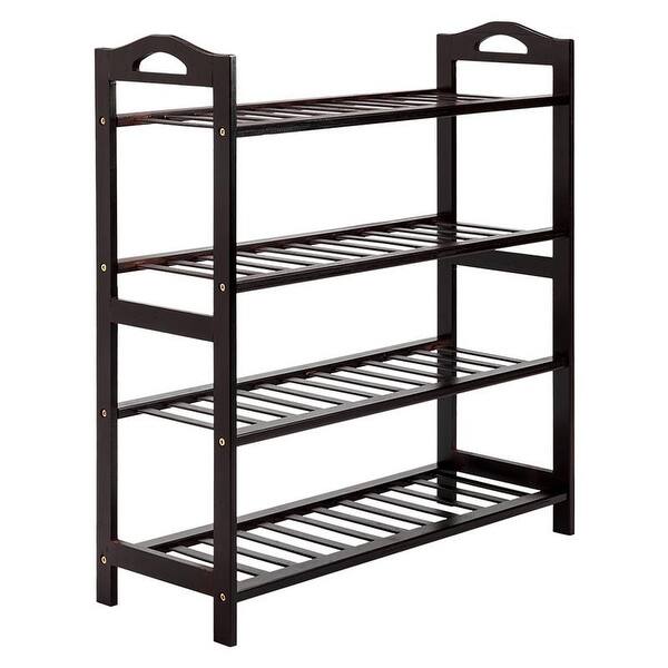 Shop Black Friday Deals On Concise 12 Batten 4 Tiers Bamboo Shoe Rack Coffee 4 Tier On Sale Overstock 28073286