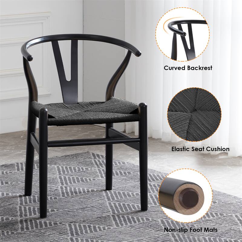 Set of 2 Mid-Century Modern Wooden Dining Chairs,Fully Assembled