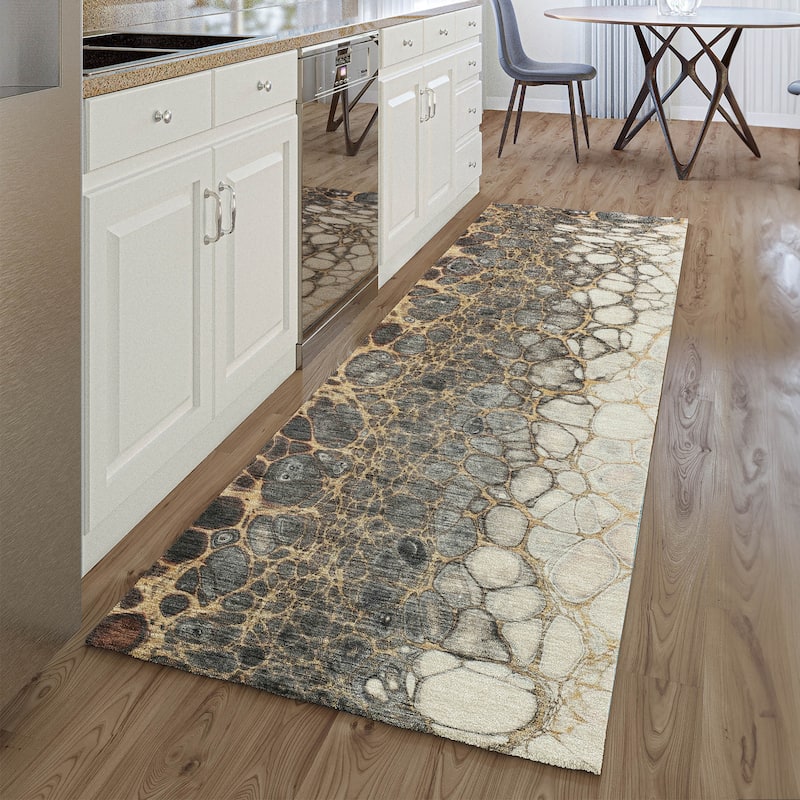 Premium Washable Super Soft Abstract Ombre Mayfield Rug - Ivory - 2' 3" x 7' 6"