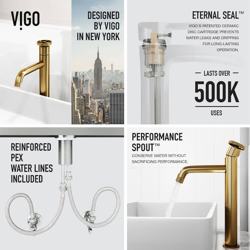 VIGO Cass 12" H Single Handle Single Hole Bathroom Vessel Faucet