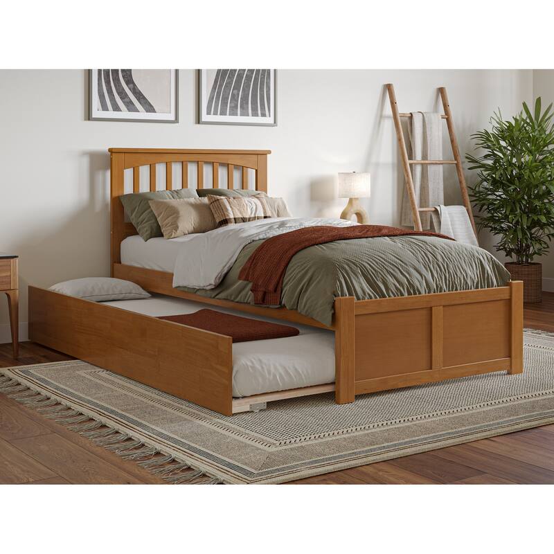 Mission Platform Bed with Footboard and Twin XL Trundle