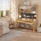 preview thumbnail 1 of 20, Kids Desk with Hutch, Wood Study Table with Storage, Writing Desk Natural