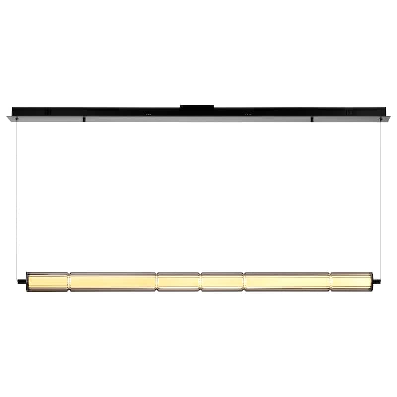Evander LED 48 Inch Island Pendant Matte Black Finish Smoked Glass - Matte Black