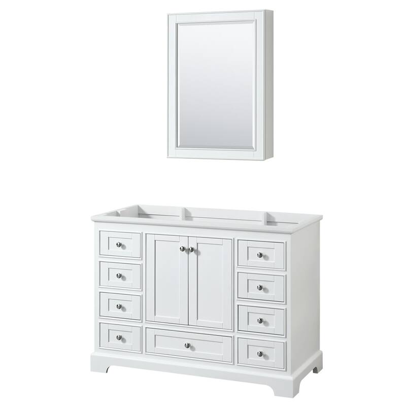 Wyndham Collection Deborah 47-1/4" Free Standing Single Wood Vanity - White / Polished Chrome Hardware