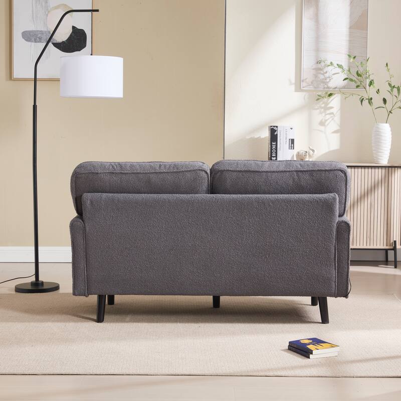 Loveseat Sofa Upholstered Deep Seat Sofa Modern Love Seat with USB & Removable Pillow Cover, Pockets 2-seat Armchair