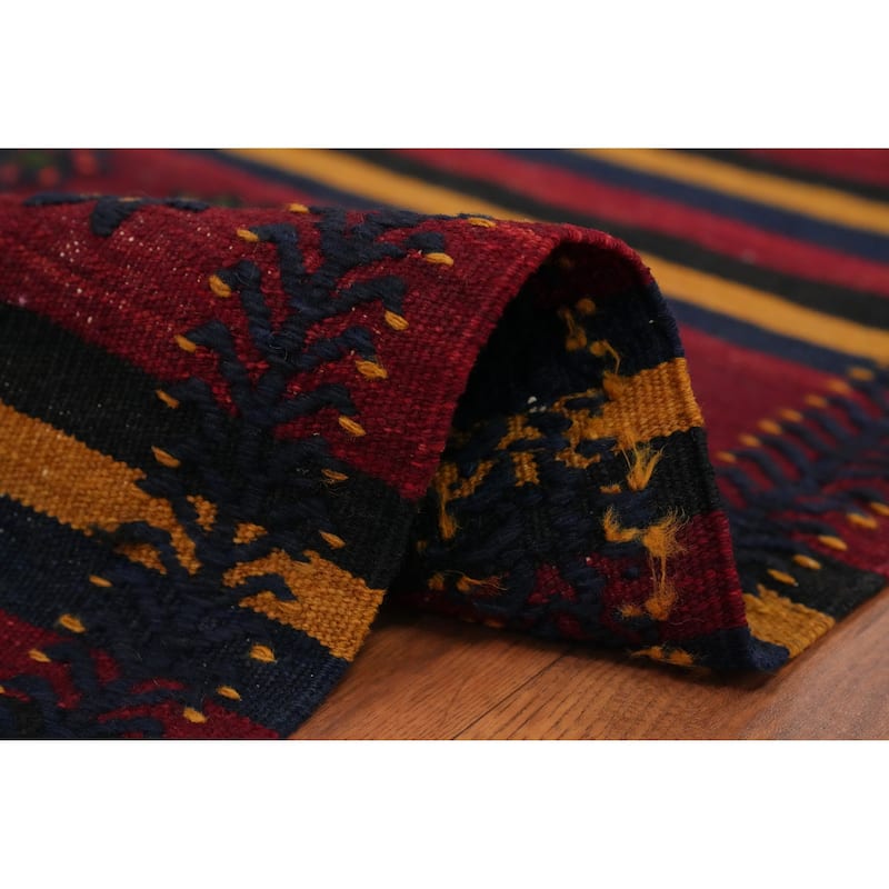 Hand Woven Oriental 100% Wool Carpet Southwestern Tribal Red Kilim Area Rug - 6' 11'' X 5' 2''