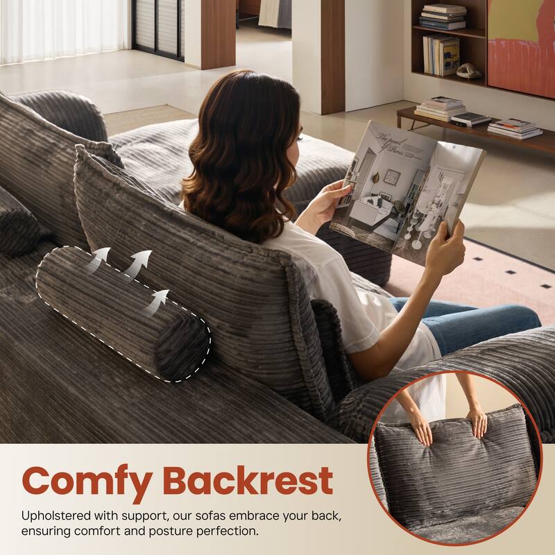 OVIOS L-Shaped Sofa with Dual-Tone Stripe Fabric​