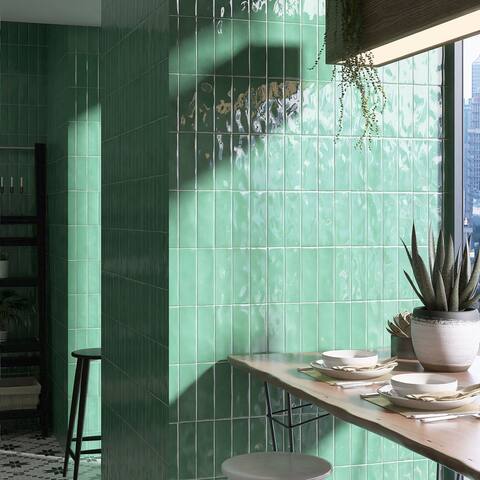 TileGen. Borgo 2.6" x 7.9" Porcelain in Jade Green Wall & Floor Tile (54 tiles/7.54 sqft.)