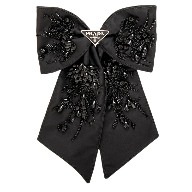 Prada Crystal Embellished Hair Bow - Black