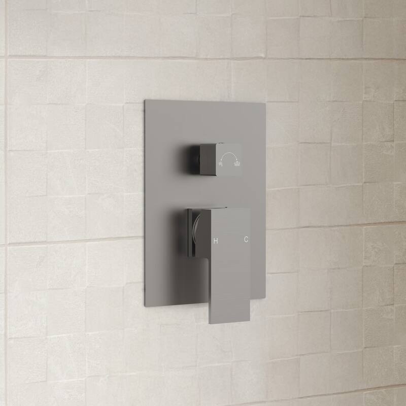 GRANDJOY 2-Spray Concealed Rain Shower System with Handheld, Wall-Mount Modern Design