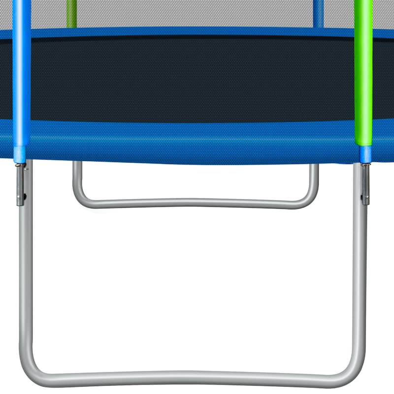 Kids Trampoline, Round Outdoor Recreational Trampoline with Safety Fence Mesh, Ladder and 8 or 12Wind Stakes