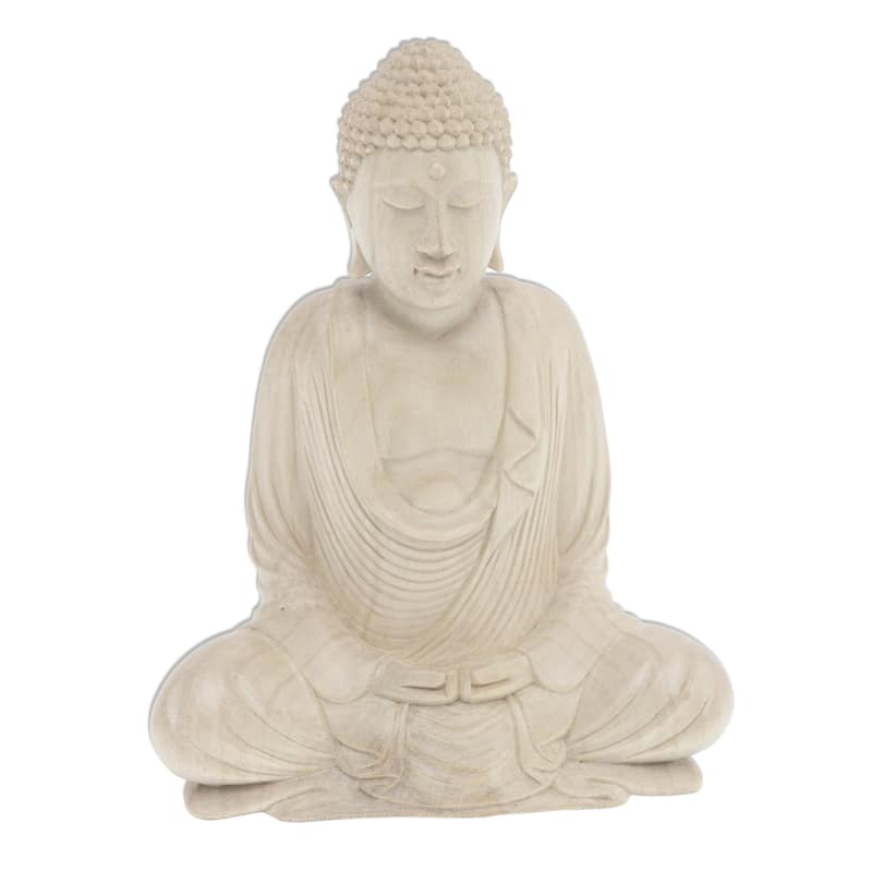 Novica Handmade Buddha Praying Ii Wood Sculpture